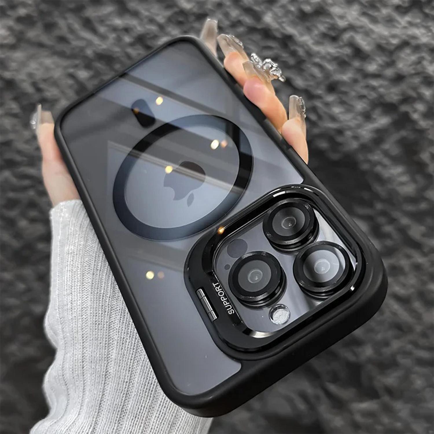 For iPhone 17 Pro Max 17 Air 12 13 14 15 16 Case, Compatible with MagSafe, Built-in Camera Ring Stand, Camera Lens Protector, Military-Grade Protection, Magnetic Phone Case for iPhone 16 15 14 Plus, Clear Kickstand Case