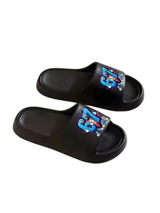 1 pair of cartoon number 67 printed slippers, men's and women's non-slip EVA slippers - lightweight, quick-drying, comfortable, durable, all-season beach sandals, round-toe design, suitable for indoor/outdoor use, all-season sandals, Slide