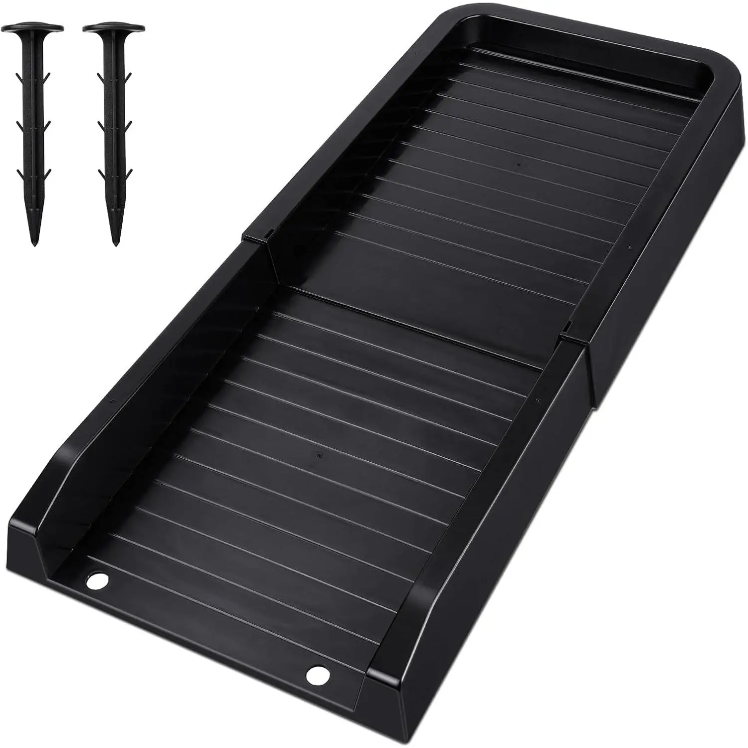 24" Heavy-Duty Downspout Extensions & Splash Block Kit - Gutter Drainage System with 2 Fixing Nails, Corrosion-Resistant Splash Guard for Rainwater Diversion & Foundation Protection