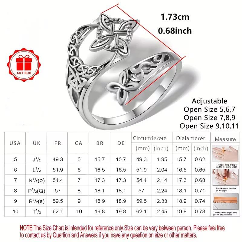 925 Sterling Silver Celtic Knot Ring Witch Knot Ring Nudo de Bruja Plata 925 Original Sterling Silver Adjustable Witch Knot Rings Open Ring Hecate Ring Pagan Witchtok Protection Witchy Jewelry for Devotion for Ceremonyfor Women