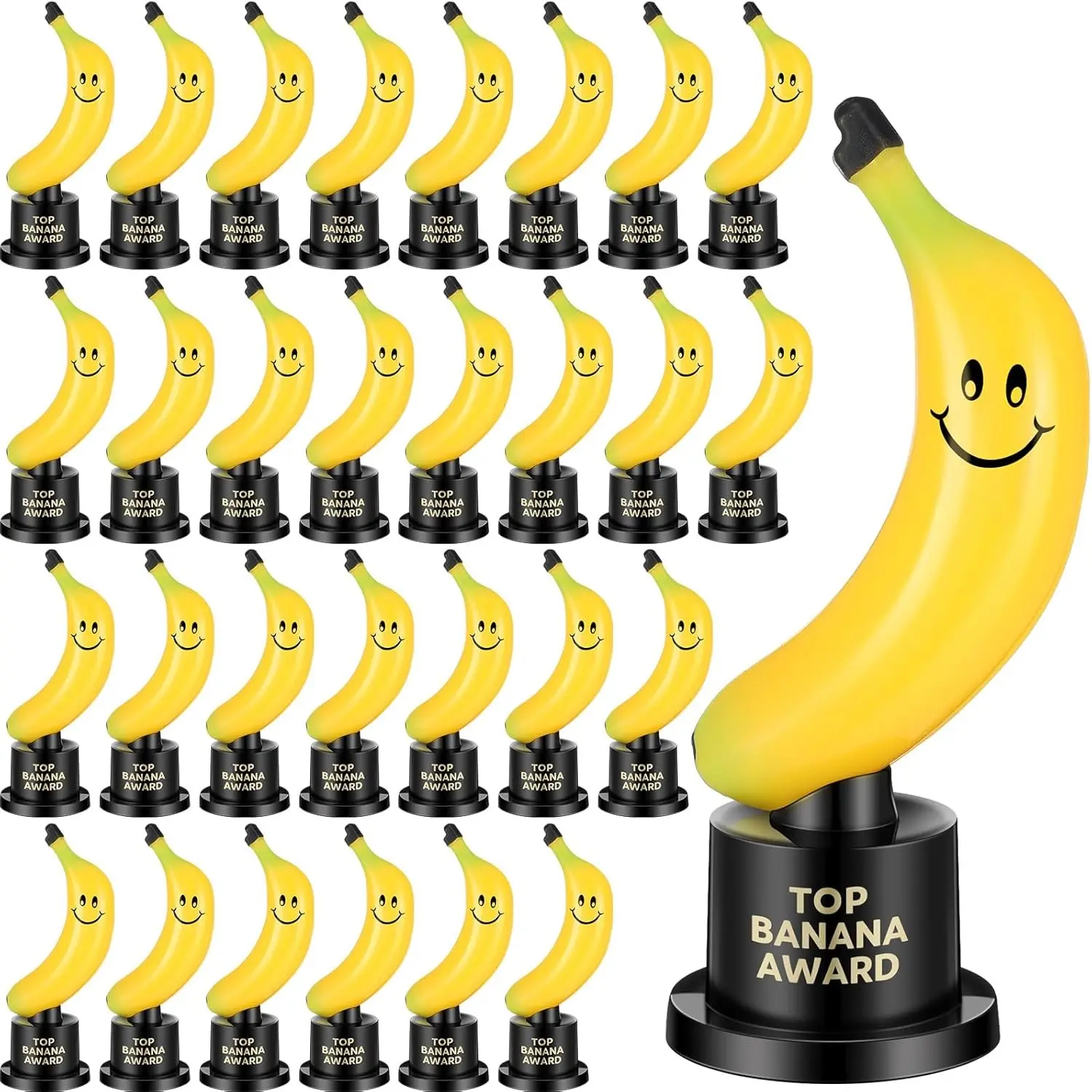 Tondiamo Top Banana Award Trophy Plastic Cute Fun Award Trophy Smiling Yellow Banana on Black Stand Funny Trophies Gifts