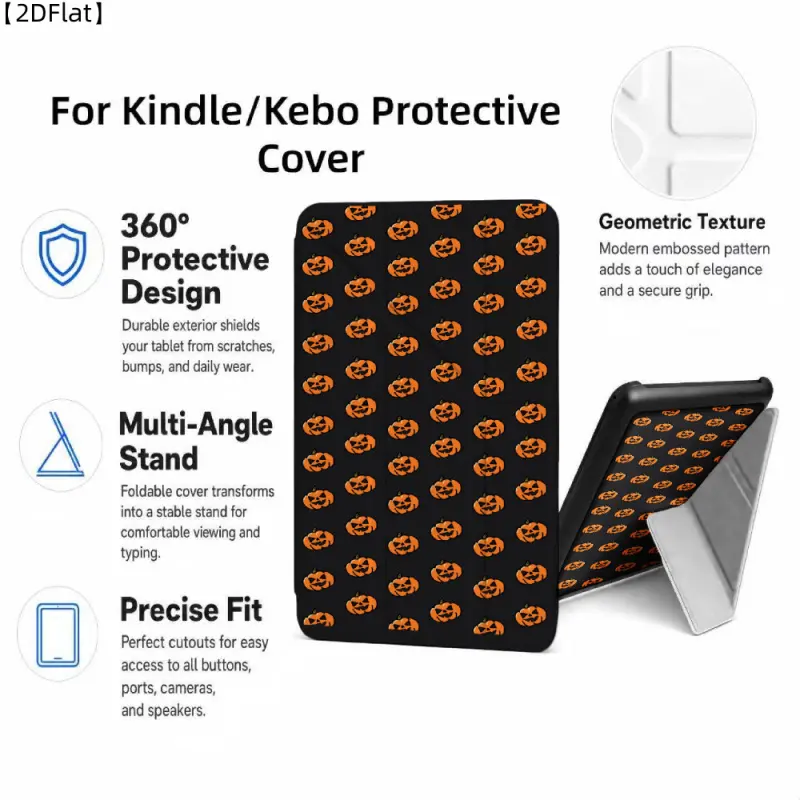 For Kindle/Kobo/Tolino Case, with stand Pumpkin Pattern Print Design for New Kindle 11Th 2019, for Kindle 11th Generation Case for Kindle 11Th (2022/2024), 6-Inch, 7-Inch Kindle Paperwhite 12Th Generation 2024 Vision Color (2024) /Vision 6 (2021）/Shine Co
