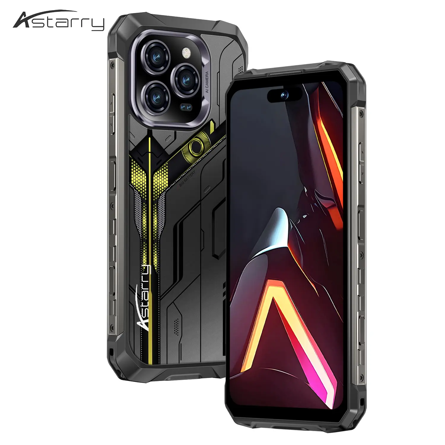 Titan X Rugged Unlocked Phone, 8+128GB Smart Triple-Proof, 6.8-Inch HD Screen, Android 14, 7500mah Battery, Ai Unlock, NFC, Dual Sim, Large Screen Smartphone