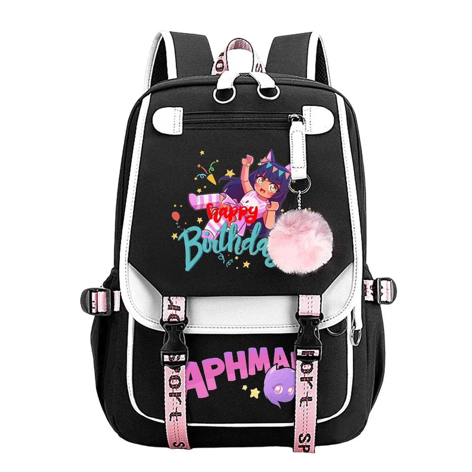 Happy Birthday Aphmau Print Backpack for Boys & Girls, Teen Student School Bag, Large Capacity Backpack,  Water-Resistant Durable Design, Multi-Pocket Organizer, Perfect Birthday & Holiday Gift 11.4” × 18.1”