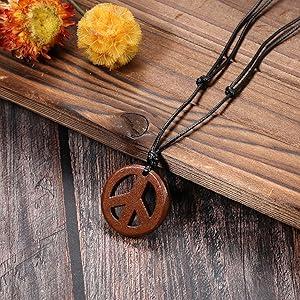 Adjustable 6Pcs Long Pendant Necklaces for Women Boho Vintage Wood Fall Sweater Necklaces Set Statement Feather Dragonfly Peace Sign Y Necklace Hippie Handmade Fashion Jewelry Accessories
