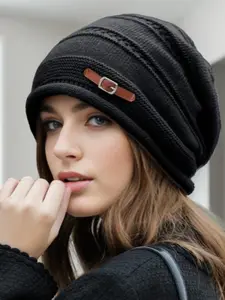 Autumn Winter Knitted Beanie Hat for Women, New Fashion Large Headband Fuzzy Moonshine Cap, Stylish Loose Warm Bucket Hat