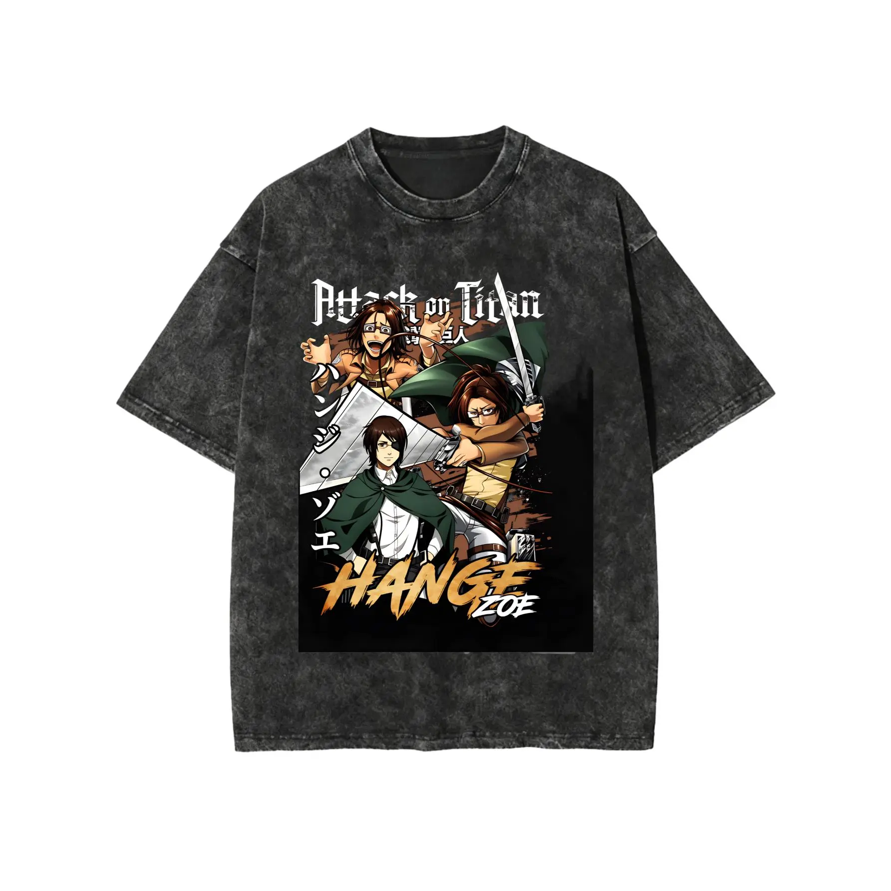 HANGE ZOE TEE Anime Graphic T-Shirt for Women and Men, Attack on Titan Anime Comic T-Shirt, High-Quality Street Style, Oversized High-Quality