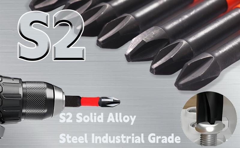 Impact Bit Set, S2 Steel 65mm & 110mm Slotted Heads 1/4 Inch Hex Shank, Cross Slot Screw Driver Drill Bits by Electricians with , 10 count Impact Bit Set, S2 Steel 65mm & 110mm Slotted Heads 1/4 Inch Hex Shank, Cross Slot Screw Driver Drill Bits by Electricians with , 10 count
