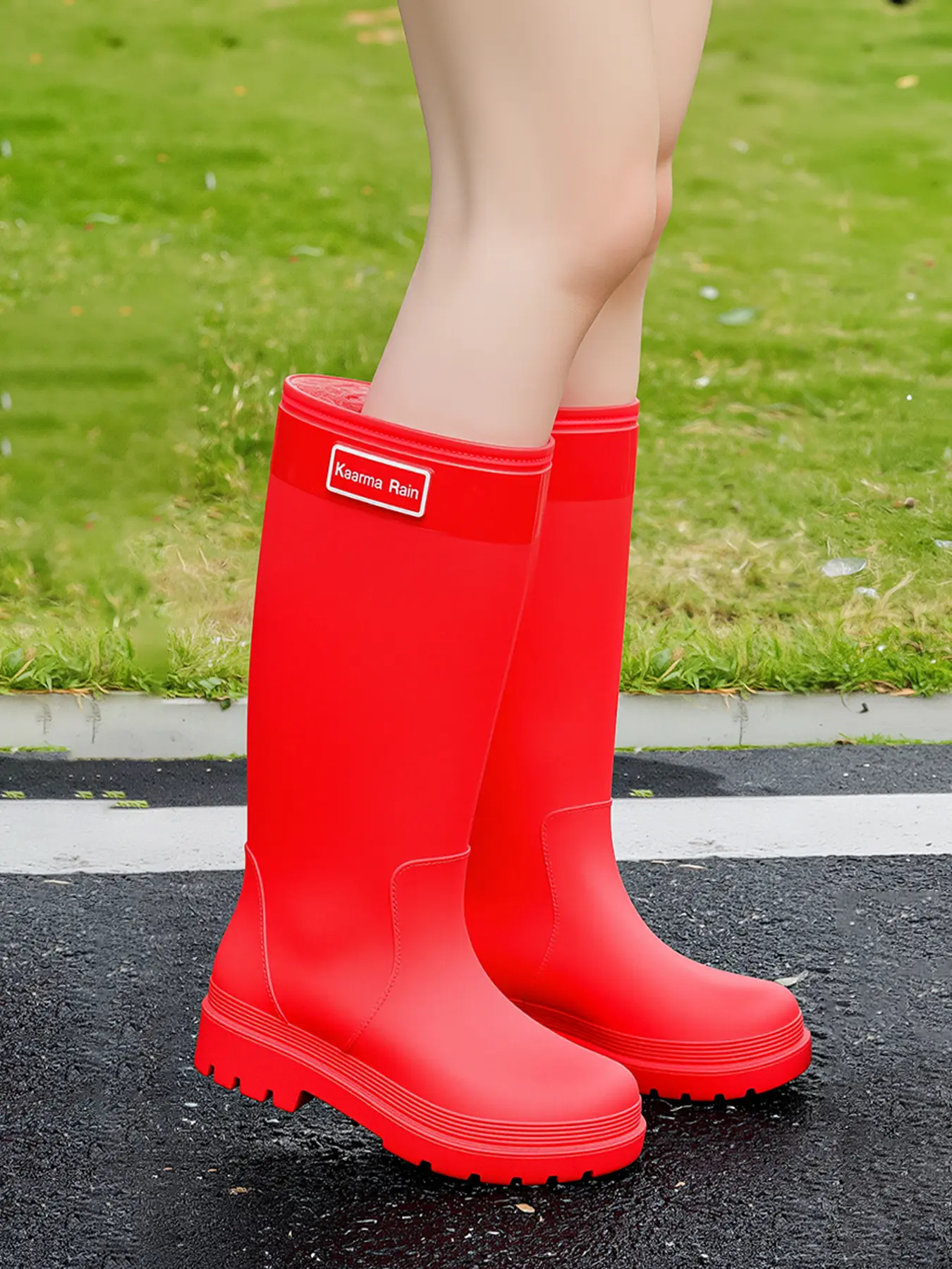 Women Mid‑Calf Rain Boots, Pull on boots, Well‑Fitted Shaft, Soft Durable Upper, Stable Anti‑Slip Thick Outsole, Multiple Color Options, Daily‑Versatile Rain Shoes for Daily Styling, Post‑rain Commute, Gardening & Weekend Outings