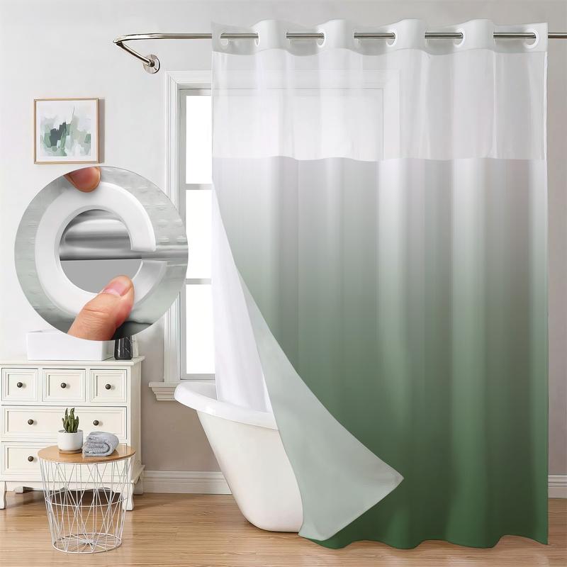 Color Gradient Waffle Shower Curtain, 10 Colors Available, Quick No-Hook Installation, Double Layer with Inner Liner, Stylish Bathroom Decor for Home, Hotel, Salon, Dorm, Bathroom Accessory