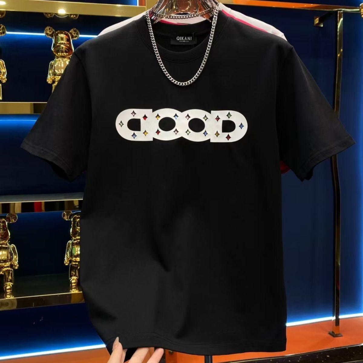 2026 Nova Short Sleeve Cotton T-Shirt, fashionable, modern, unique, crew neck, letter-and-diamond combination pattern, casual and versatile, unisex