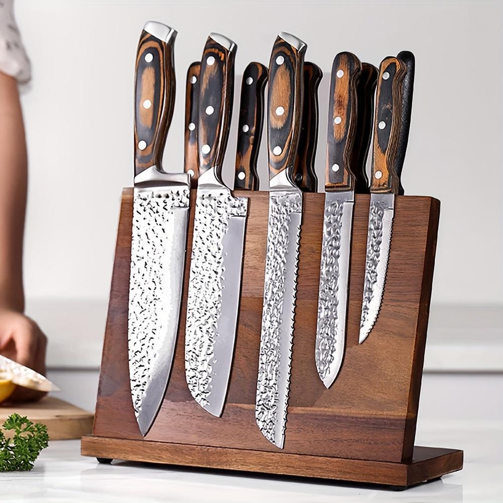 SUNDAY MIRTH Magnetic Knife Block Holder Rack, Wooden Knife Storage Rack, Multifunctional Storage Knife Holder, Kitchen Accessories, Kitchenware
