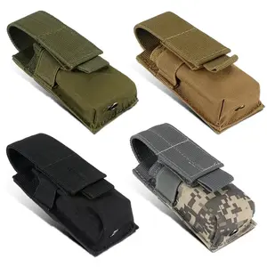 Tactical Molle Flashlight Pouch Torch Holder 9mm Magazine Single Mag Bag Knife Holster M5 EDC Outdoor Hunting Tool Bag