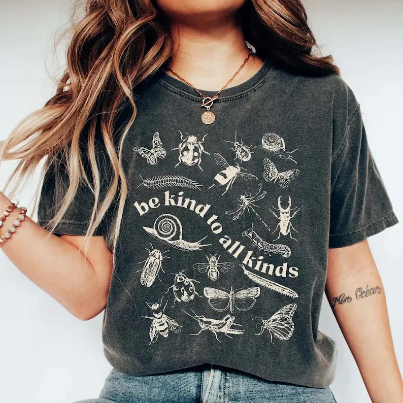 Men's Short-Sleeve T-Shirt - Insect, Bug, Butterfly Print - Nature Lover Eco-Friendly Kindness Top