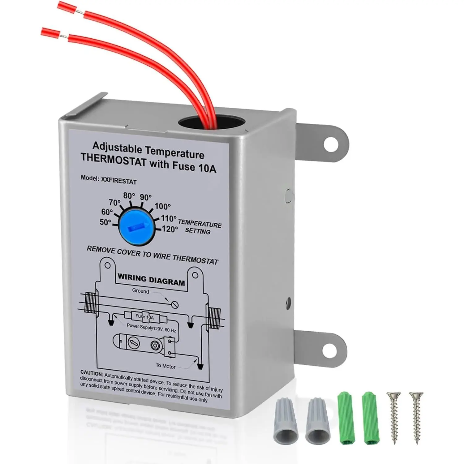10-Amp Adjustable Programmable Thermostat with Firestat - Replacement for Power Attic Ventilators