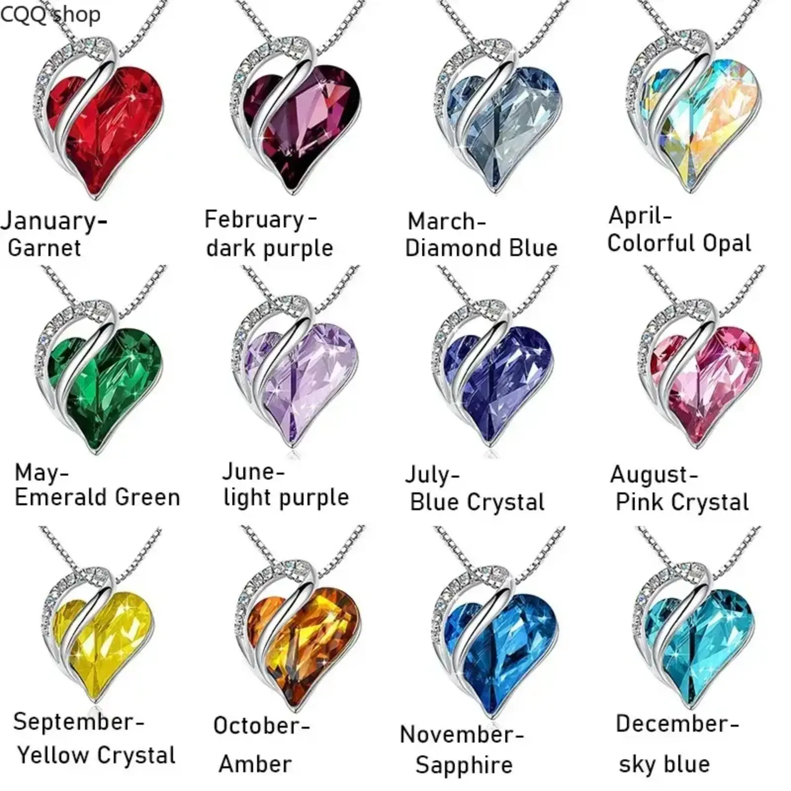 Dainty 12-Month Birthstone Heart Shaped Necklace, Crystal Zircon Pendant Jewelry, Ideal Birthday & Anniversary Gift for Women, Accessories Complementing Sports & Outdoor Gear, Women’s Gifts summervibes,summerwins