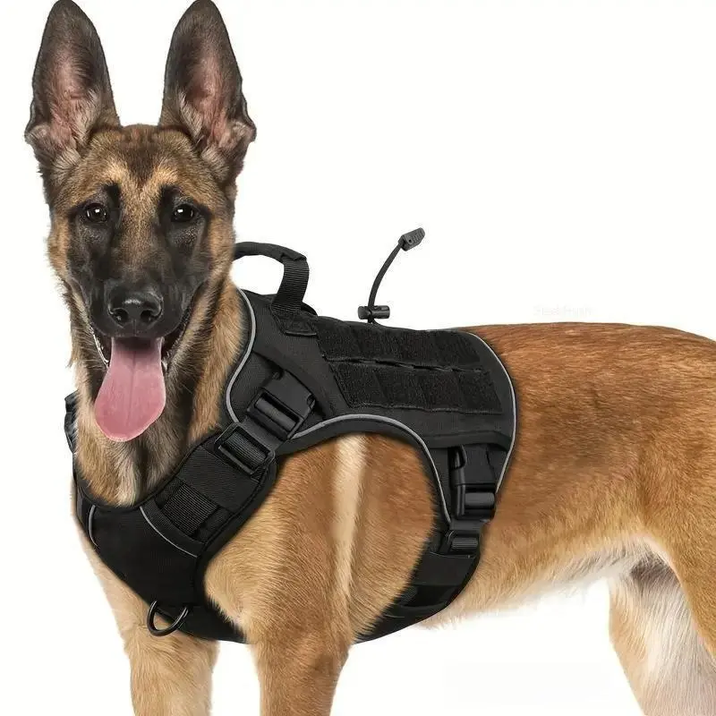 Waterproof Tactical Dog Harness Vest for Medium & Large Dogs, Water Repellent Military Style Pet Chest Harness, Heavy Duty Training Vest for German Shepherd, Border Collie & Working Dogs