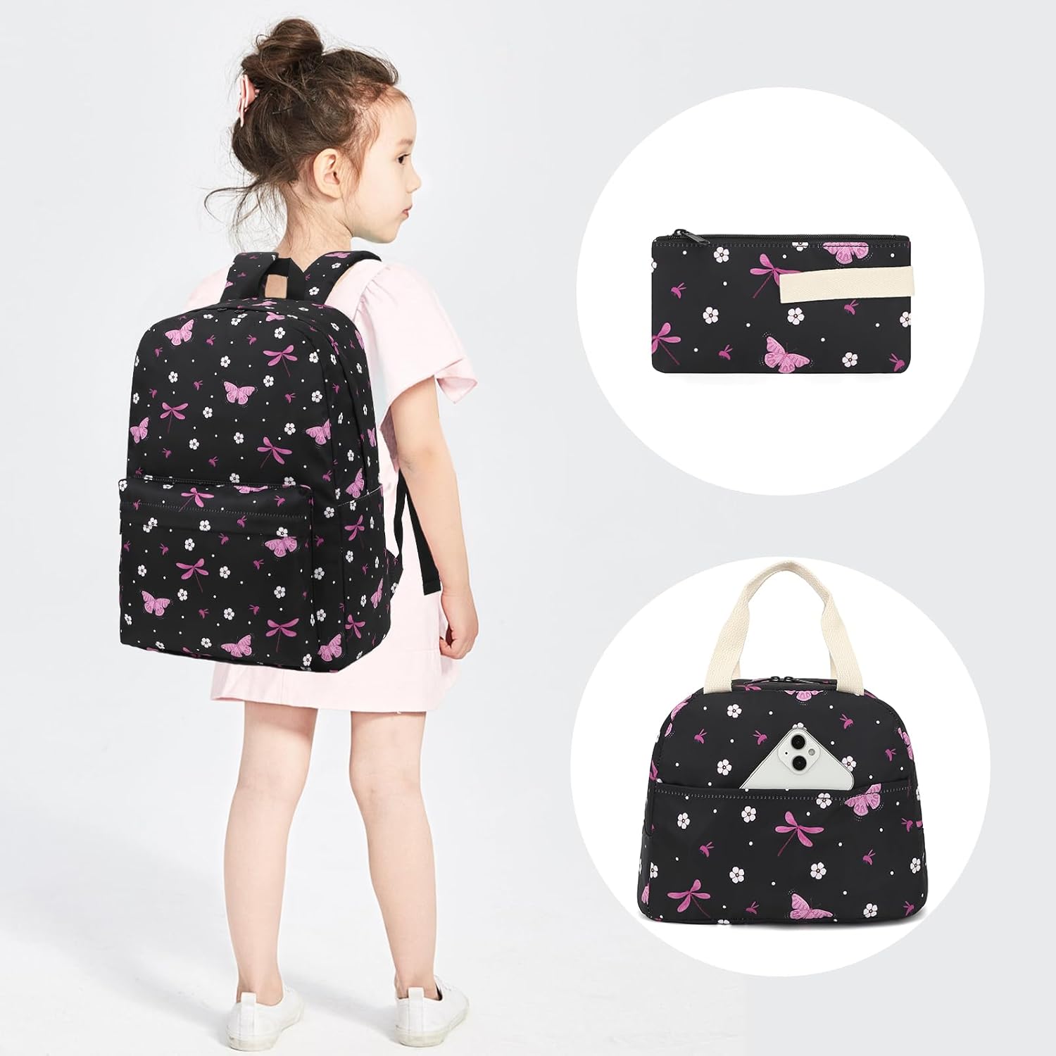 Backpack for Girls, Teens School Bags Bookbags Set with Lunch Bag Pencil Case
