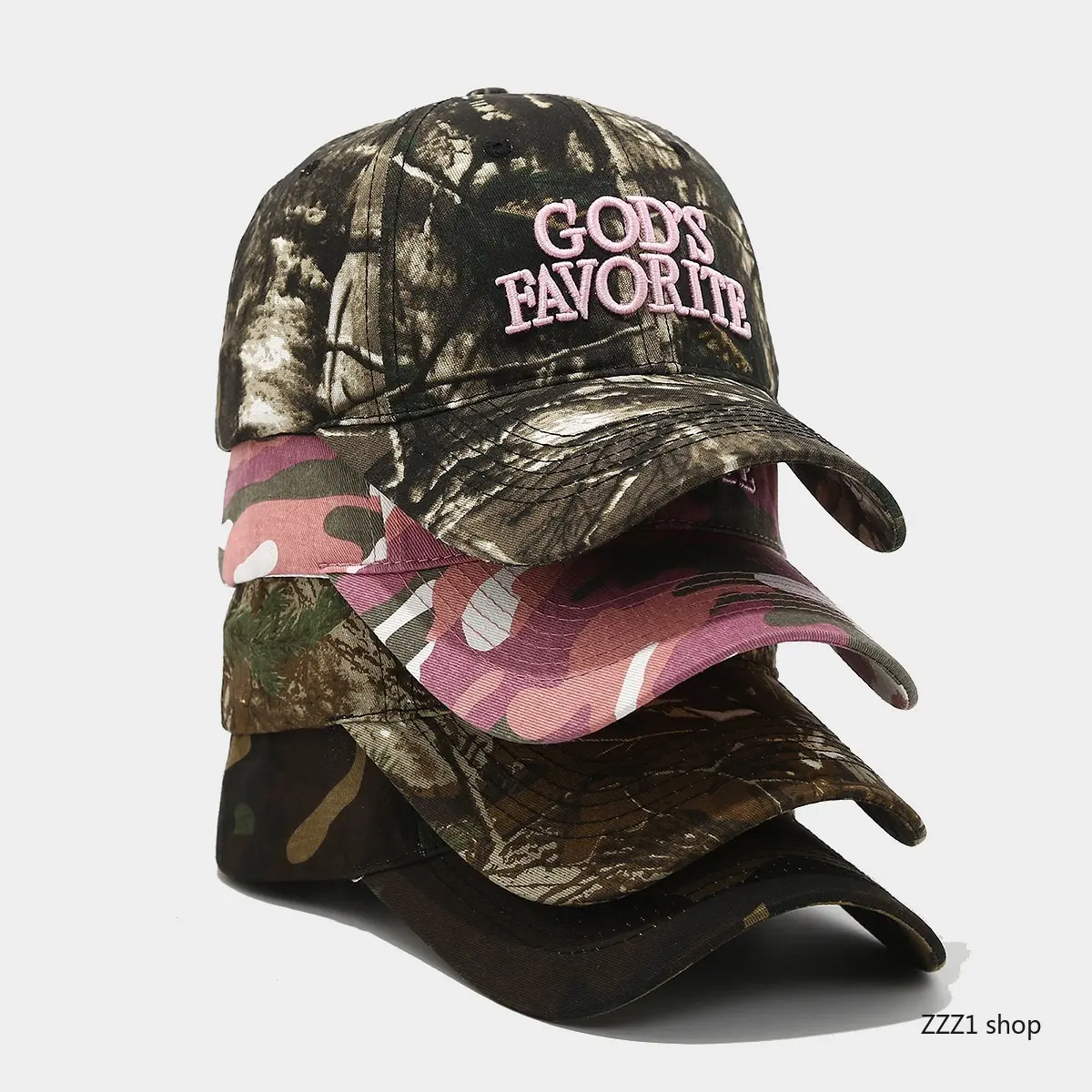 Gods Favorite Camo Baseball Cap For Women Men Embroidered Camouflage Trucker Hat Vintage Y2K Aesthetic Outdoor Travel Caps