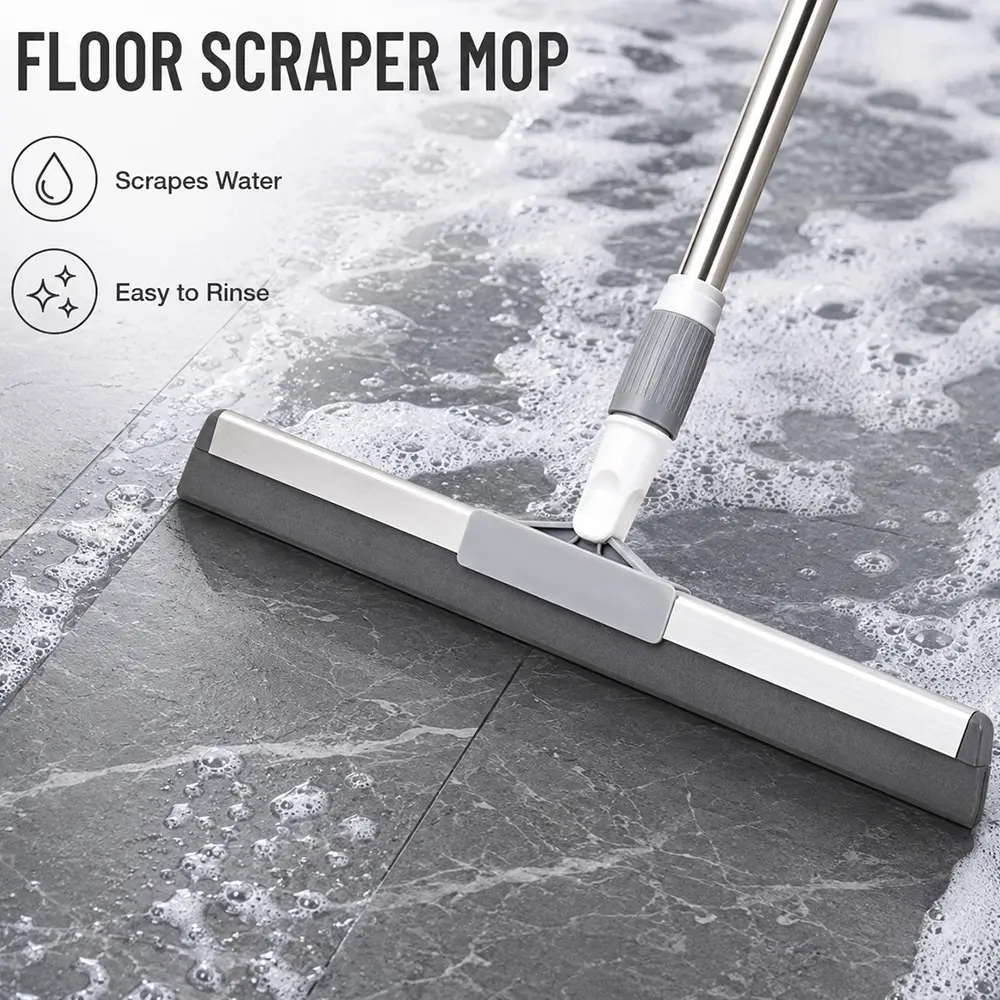91-127CM Extendable Silicone Multifunction Magic Broom 3in1 Cleaning Tools for Bathroom Squeegee, Window Cleaner & Floor Wiper, Adjustable Length Magic Broom
