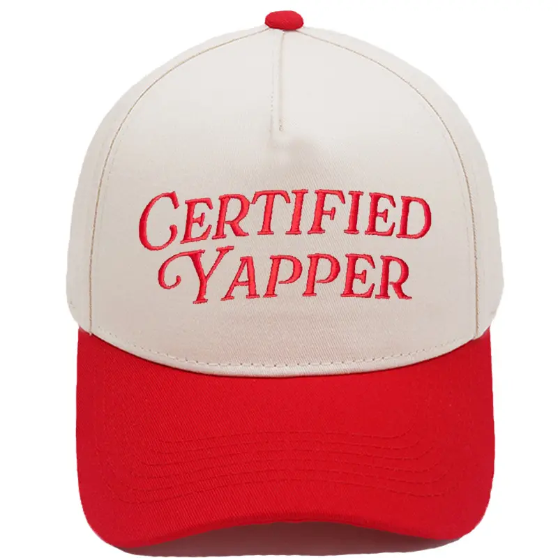 Trendy Certified Yapper Embroidered Baseball Cap - Retro Two-Tone Novelty Trucker Hat, Funny Gen Z Meme Gag Gift Snapback Sun Hat tiktokshopbacktoschool