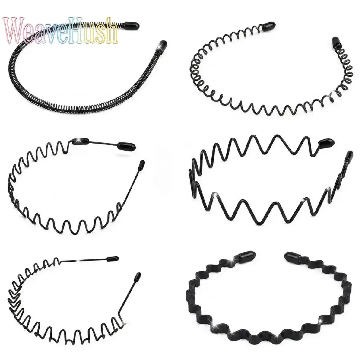 6-Pack Metal Zig Zag Wave Tooth Headbands for Women, Stretch Elastic Anti-Slip Hair Styling Essentials, Gripping Hair Bands for Makeup Skincare Daily Hairstyling