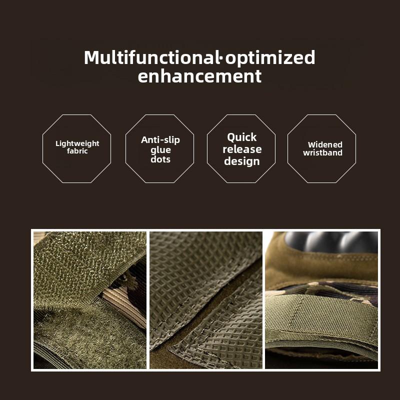 Outdoor sports gloves, tactical gloves, non-slip soft shell protective palm pads, touchscreen combat training gloves for men and women, full-finger and half-finger gloves