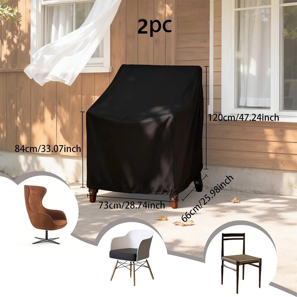 Heavy-Duty Stackable Chair Covers for Indoor & Outdoor (2pc) - Patio Chair Protectors with Secure Snap Closure, Durable Oxford Fabric, Breathable Vent Design, Dustproof, UV Resistant, Windproof & Tear-Resistant.