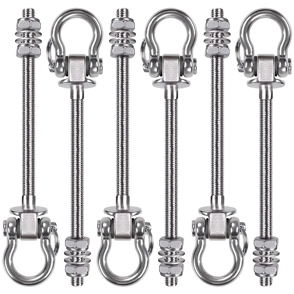 Wooden beam and I-beam hanger, permanent rust-proof stainless steel heavy-duty hook, yoga hammock chair sandbag, swing kit accessories, 180-degree rotation° Swing piece, 7inch x M2/5