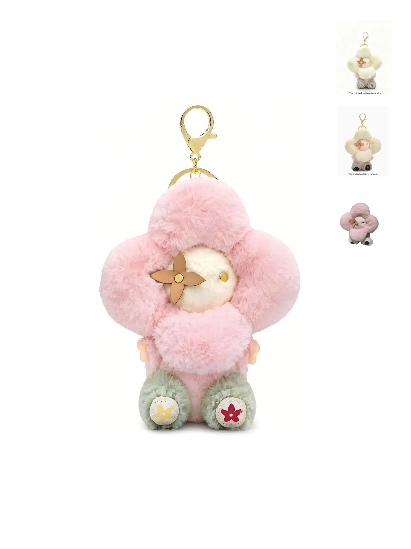 Cute 3D Flower Plush Doll, Soft Faux Rabbit Fur Stuffed Bag Charm, Keychain Charm for All Seasons, Handbag & Car Key Pendant, Accessory for Women, Cute Keychains