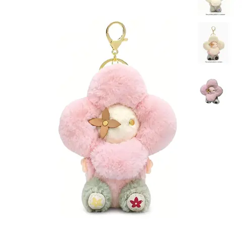 Adorable 3D Flower Plush Keychain, Soft Fuzzy Bag Charm, Random Foot Print, Cute Girl Style, Perfect Gift for Women, Christmas Friday