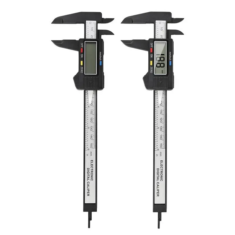Plastic Electronic Digital Vernier Calipers, 0-150mm Portable Measuring Tool, Carbon Fiber Large Screen for Jewelry, Wenwan Inner & Outer Diameter Measurement
