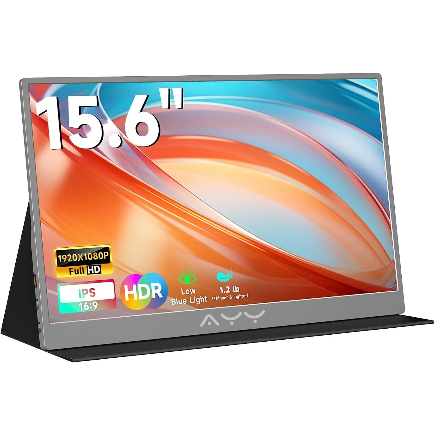 15.6" FHD 1080P Portable |Second External| sRGB|USB-C+HDMI for PS5/|VESA Mount|-in Speakers | Grey