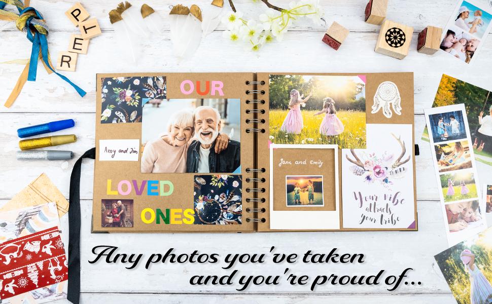 Bstorify Scrapbook Album 60 Pages (8 x 8 Inch) Brown Thick 200gsm Kraft Paper, Photo Album Scrapbook, Memory Book - Ideal for Your Scrapbooking Albums Art & Craft Projects