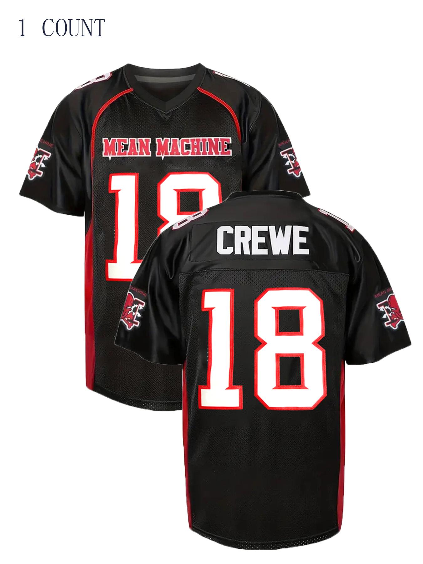 Men's Mean Machine #18 V Neck American Football Jersey, Loose Casual Breathable Football Top, Men's Sportswear for Outdoor Training, Breathable Athletic Top