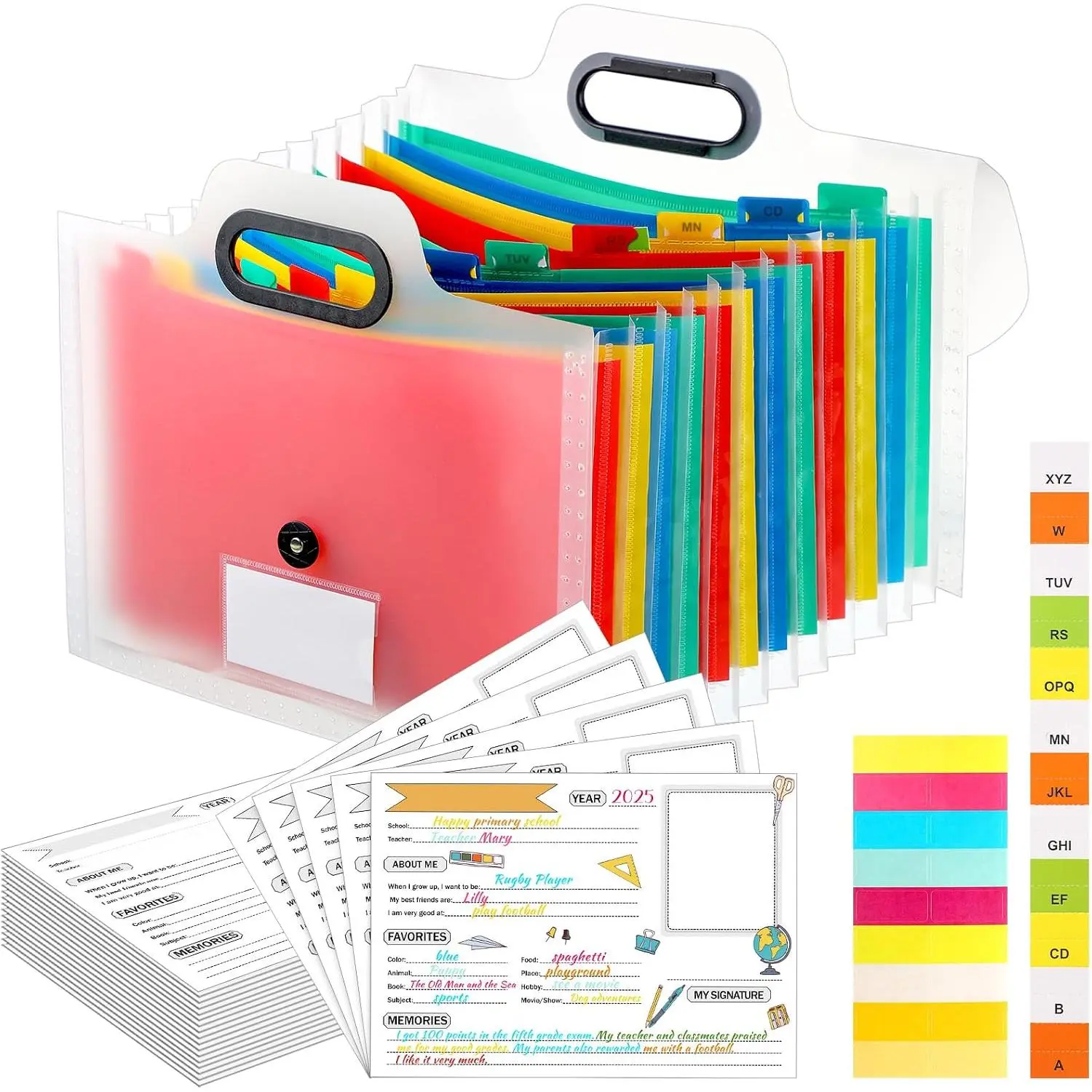 School Memory Box K-12 Memory Book Photo Album for , School   Scrapbook from  Through 12th Grade with 13 Pocket for Storage Pictures File Keeper(1 Pcs,White)