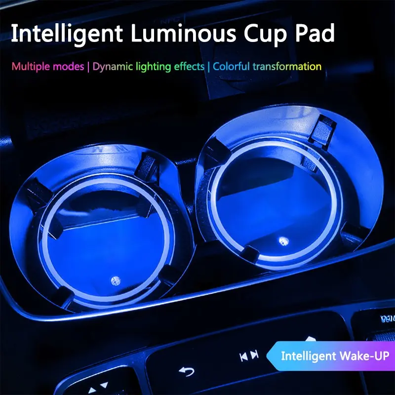 2pcs LED Cup Holder Lights for Car, 7 Color-Changing, Compatible with Toyota Corolla, Camry, Rav4, Chr, Yaris, Prius, Prado, Auris, Avensis, Hilux