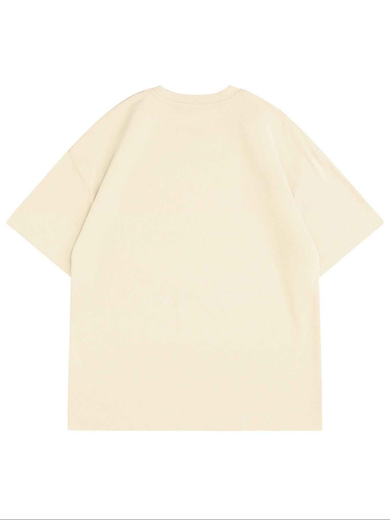 Men's Loose Fit Solid Drop Shoulder Tee, Casual Short Sleeve Round Neck T-shirt for Summer, Streetwear Men's Top for Daily Wear