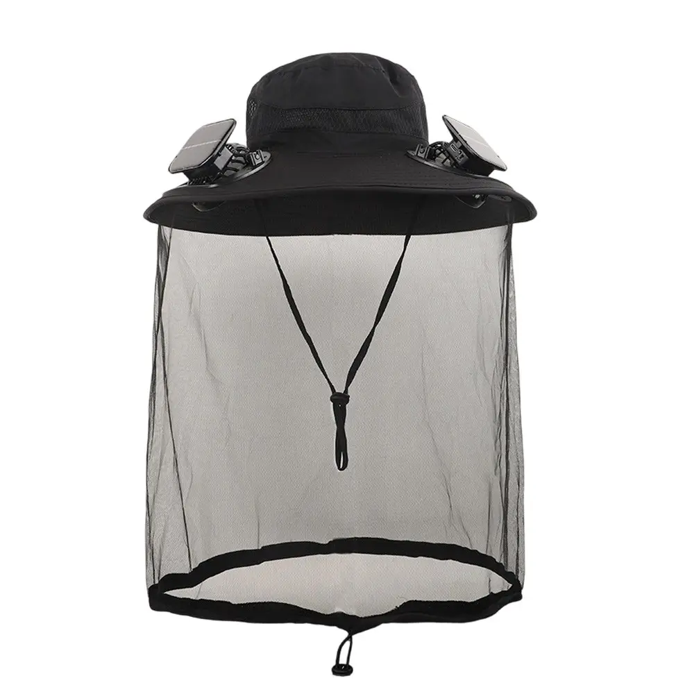desktop Fashion Solar Powered Solar Fan Hat Wide Brim Cooling Fan Hat With Net Dual Fans Wide Brim Solar Hat Beach diamond ventilador portable car compact lightweight cool clip rechargeable fast venti