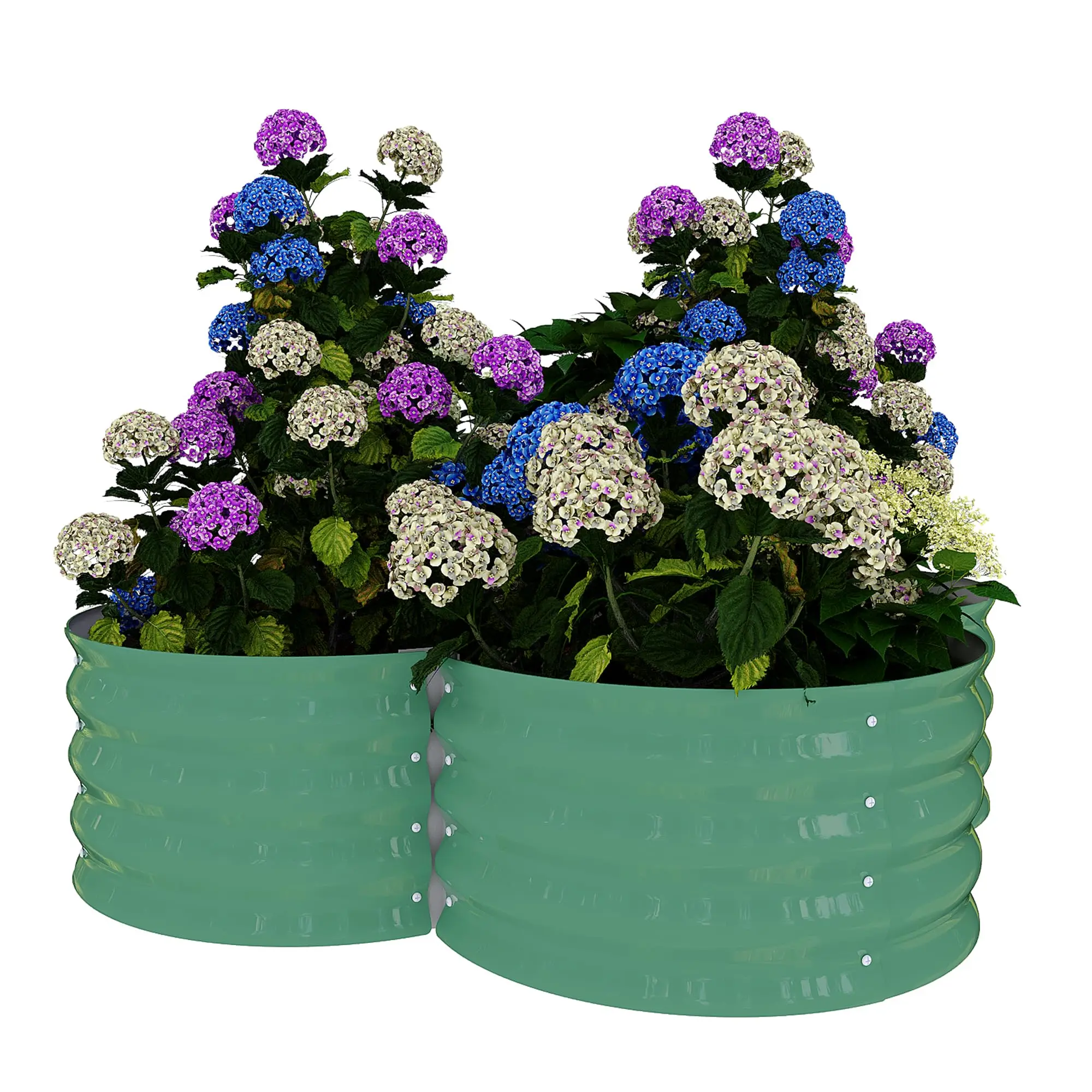 2-Pack Galvanized Steel Raised Garden Beds - 48x48x12in Petal-Shaped Outdoor Patio Planter Boxes, Open Base, Rust-Resistant, Safety Edges, Deep Root Planters for Vegetables, Flowers
