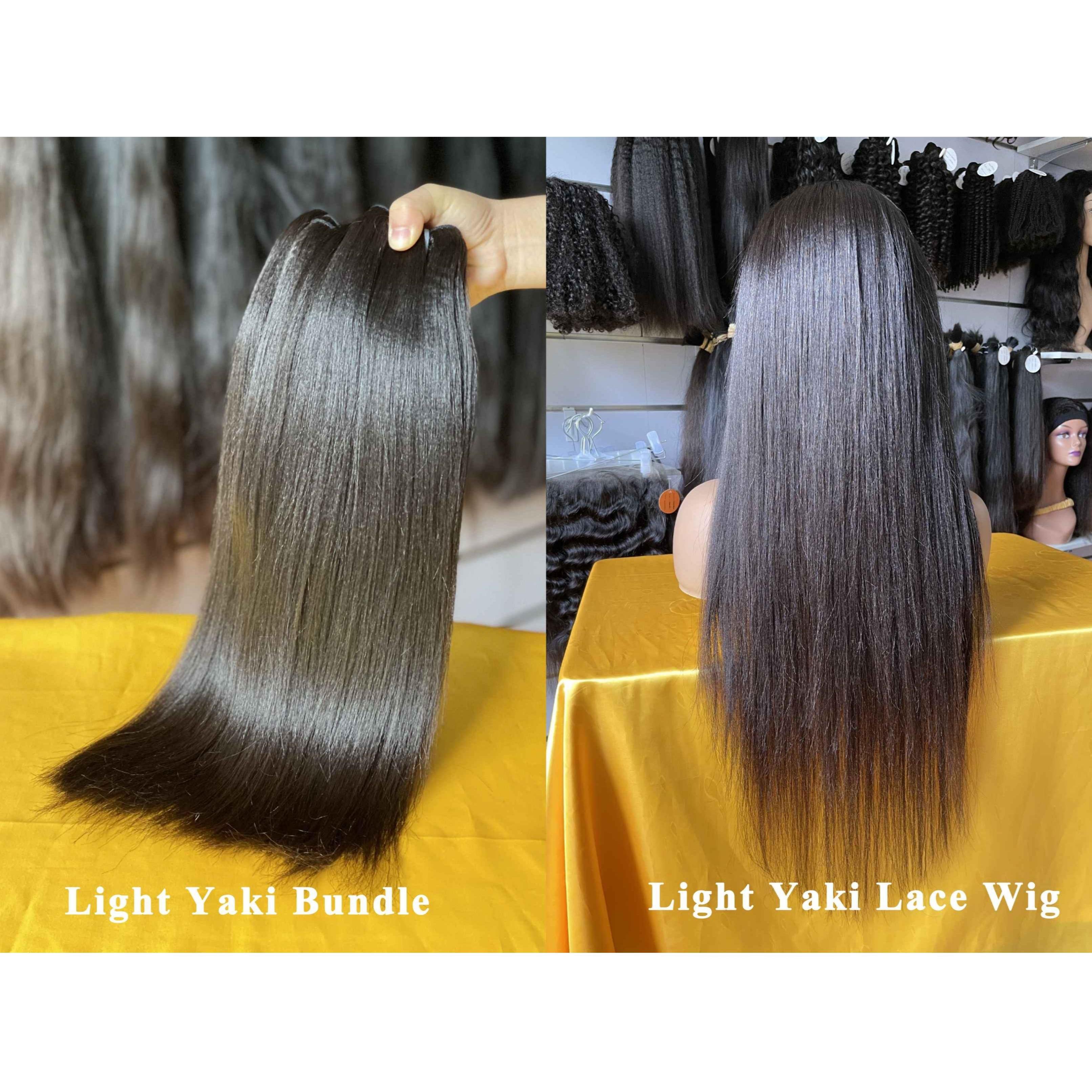 QWB Light Yaki Straight 3 Bundles Deal Brazilian Virgin Hair Last 3 Years (Can WandCurls or Straighten)