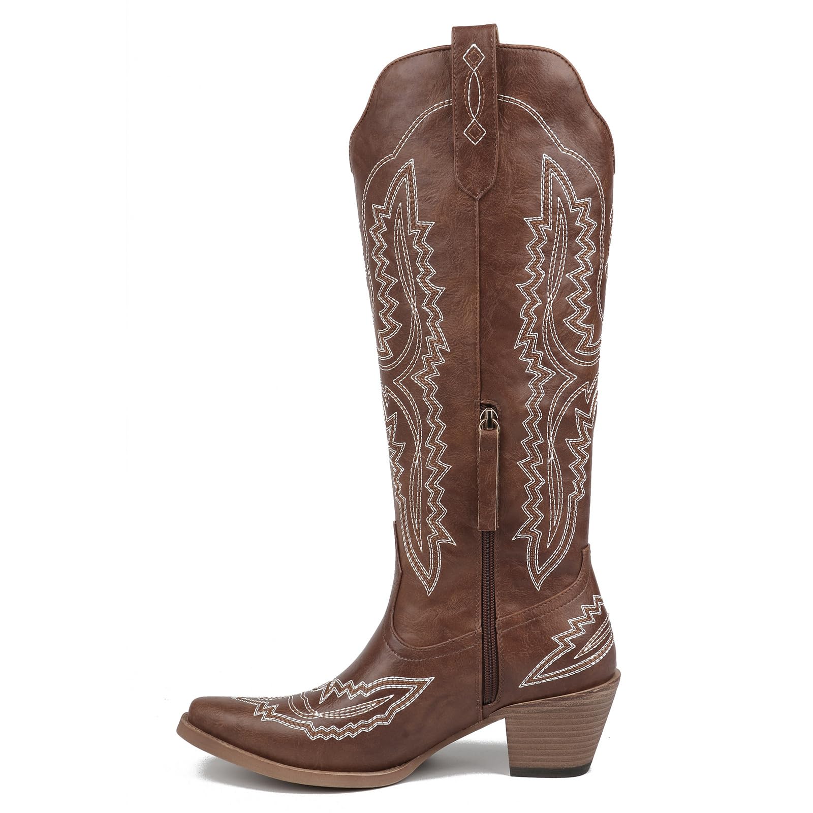 CowboyBoots for Women- Sparkly  WesternBoots with Classic Embroidery, Pointed Toe Pull OnZipper Retro Fashion Tall Boots,Botas Girl ShoeWalking Shoes Footwear Comfort Decor