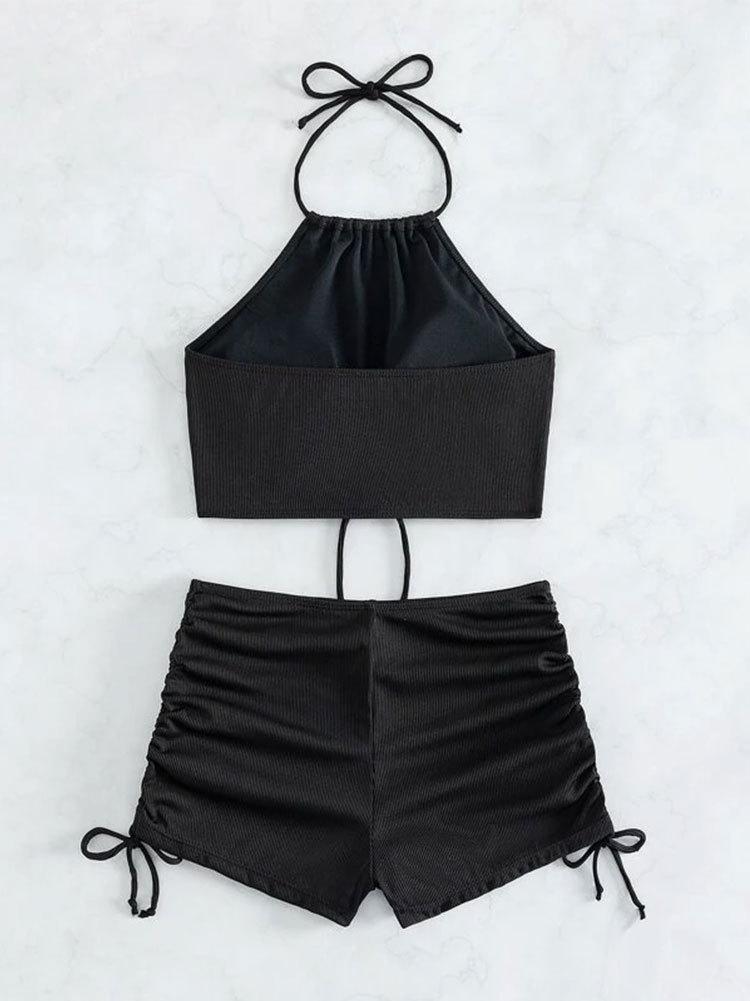 Stylish Drawstring High-Waist Bikini Set – Chic & Comfy Summer Look