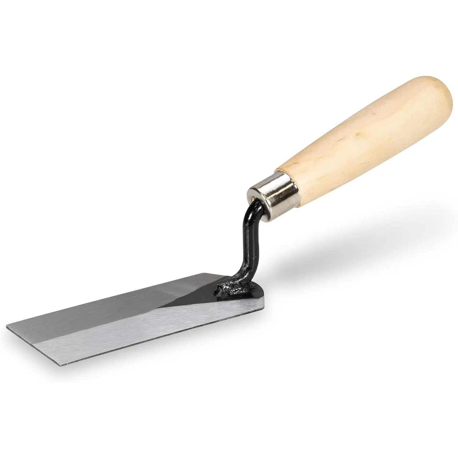 5x2 in Carbon Steel Edge Trowel for Bricklayers, Wooden Handle Masonry Tool for Bricklaying and Concrete Work