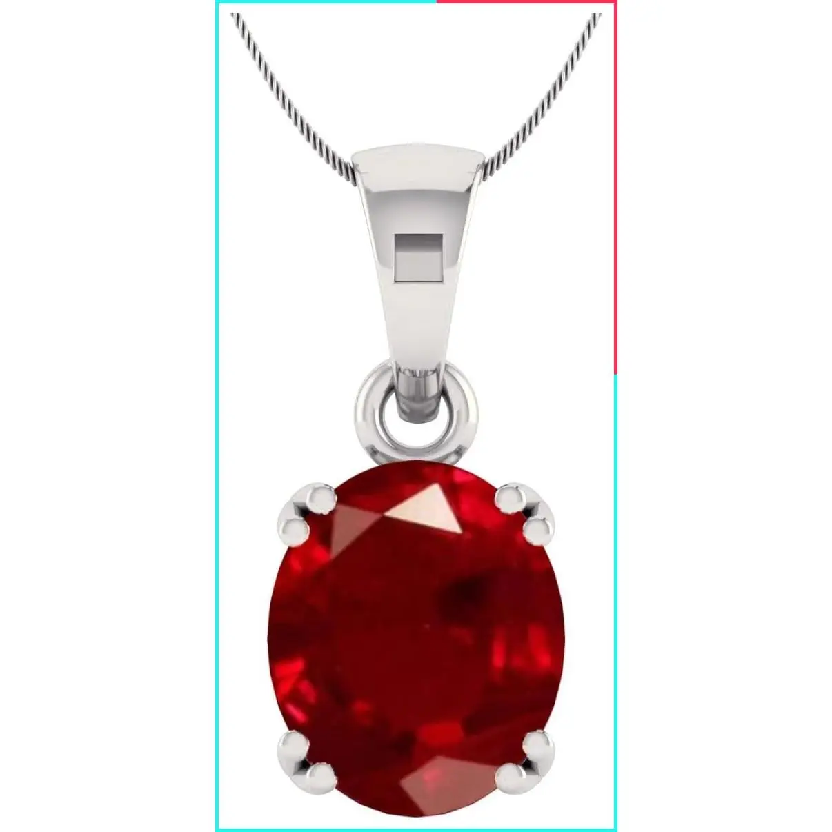 Certified Natural Ruby Pendant Necklace in 925 Sterling Silver - 5.55 Carat Oval Gemstone