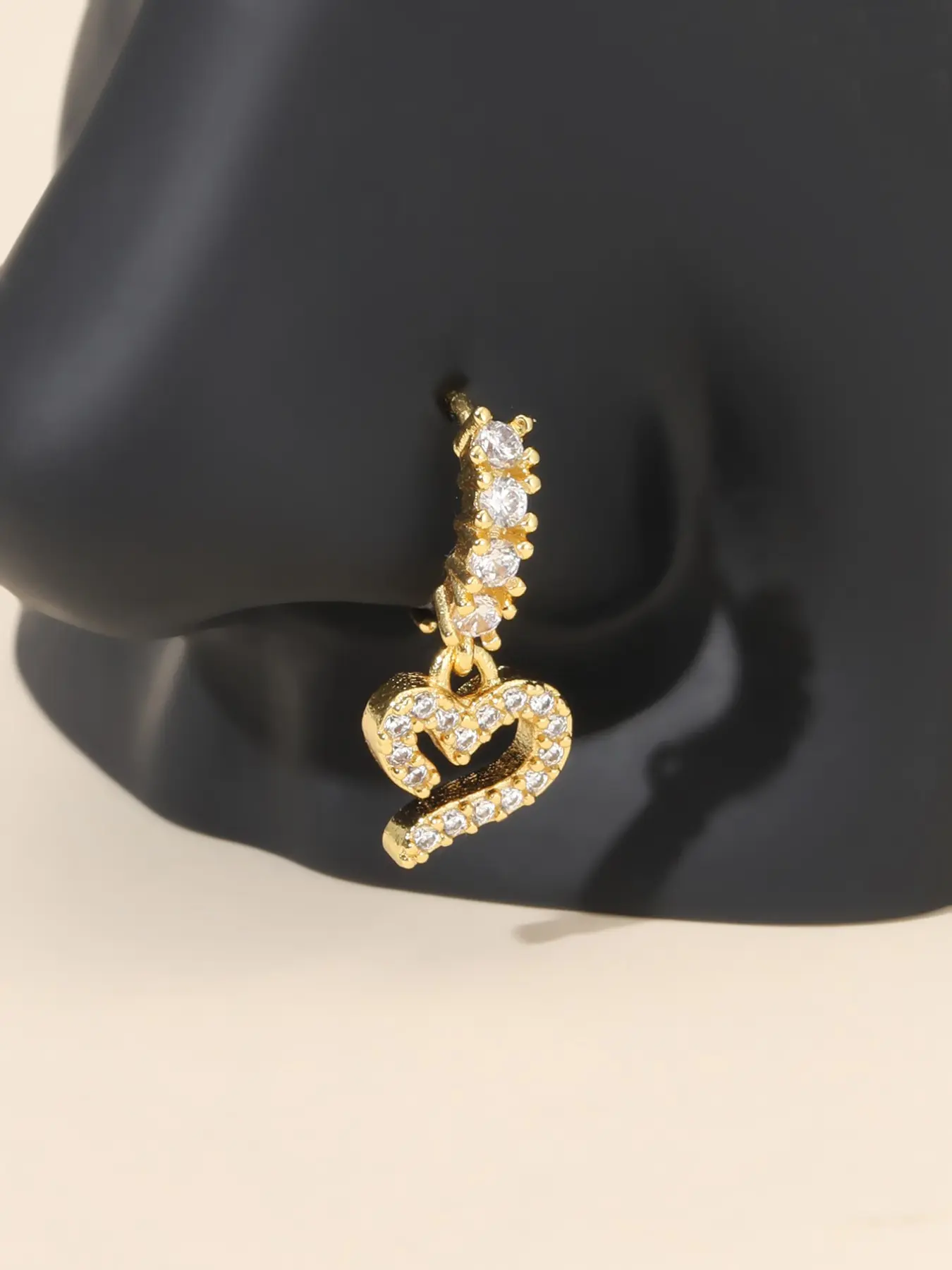 Heart Pendant Dangly Nose Ring, Sexy Copper Chain, Unisex Daily Wear, Perfect for Mother's Day and Valentine's Day Gifts
