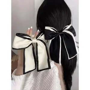 2-Pack Women’s Elegant Large Bow Hair Ties – Cute Bowknot Scrunchies with Contrast Design, Trendy Fashion Hair Accessories for Girls & Women, Soft Elastic Ponytail Hair Bands for Daily Wear, Party Styling & Outfit Matching