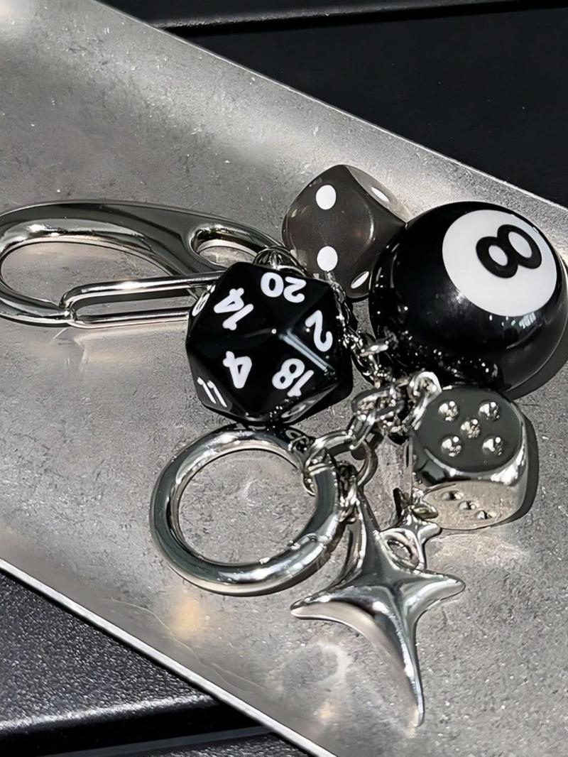 Dice & Ball Design Keychain, Cute Keychain for Car Keys for Women & Men, Fashion Accessories for Bag Decoration, Keychain Pendant