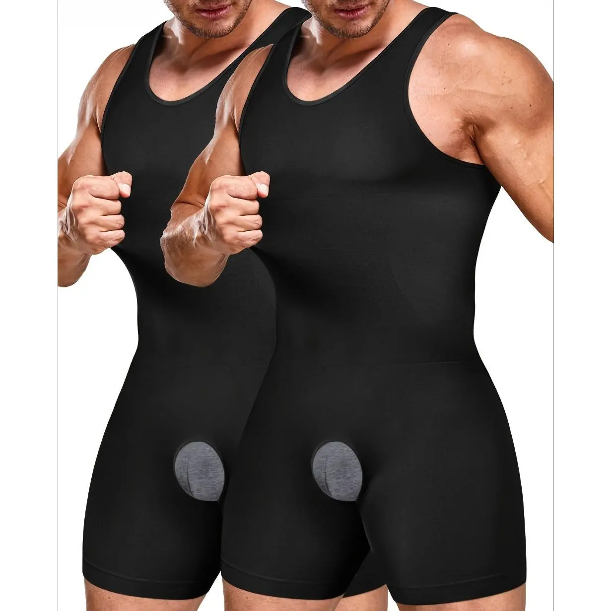 Men's Compression Sleeveless Tummy Control Full Body Shaper Bodysuit Underwear, Menswear Outfits with Shorts for Day Wear & All Seasons Fajas Para Hombres, Slim-Fitting