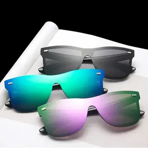 3-Pack One-Piece Frameless Sunglasses, Trendy Unique Personality Design Glasses With UV400 Protection Reflective Lenses